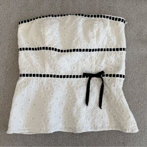 Ann Taylor White Mini Top with Black Trim